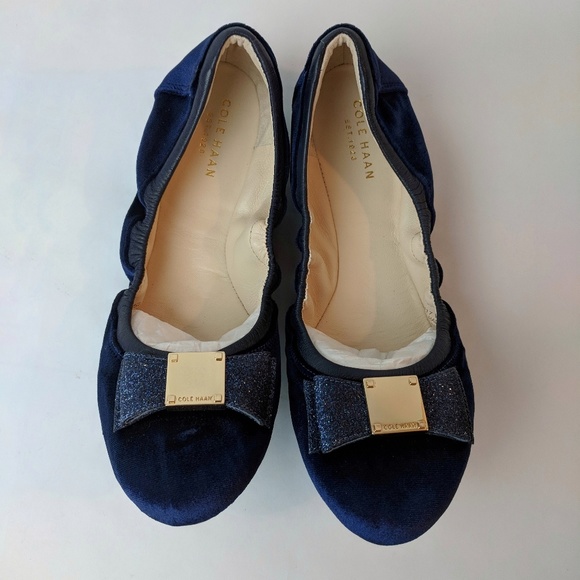 Cole Haan Tali Bow Blue Velvet Ballet Flats 8.5 - Picture 1 of 8